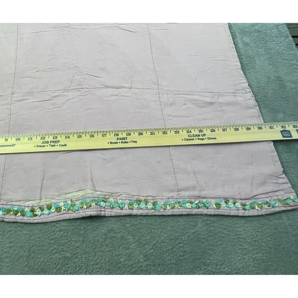 Vintage Baby Quilt Hand Embroidered Animals Pastel Crib Blanket‎ Handmade 36x30